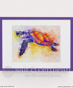 Colorful Sea Turtle Watercolor Art Print