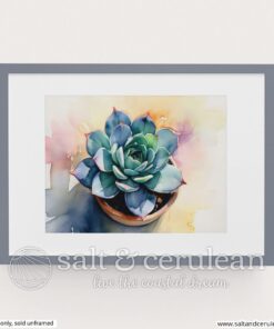 Succulent Plant Watercolor Print - Salt & Cerulean